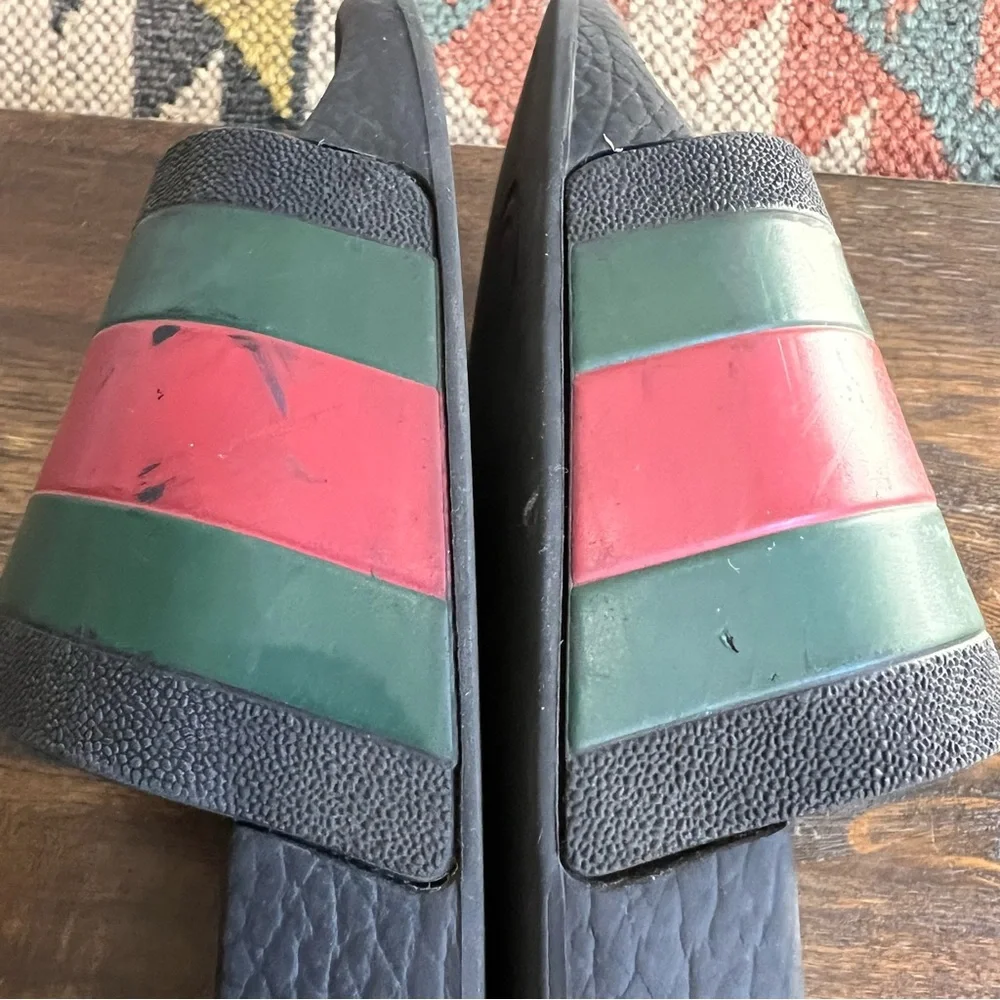 GUCCI Rubber Web Design Slide Sandals Men’s US 11